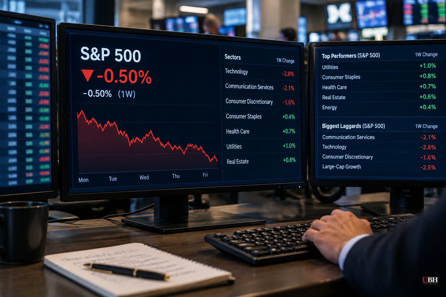 S&P 500 Ends Week Down 0.5% as AI Selloff Runs Through Friday and Defensive Stocks Outperform