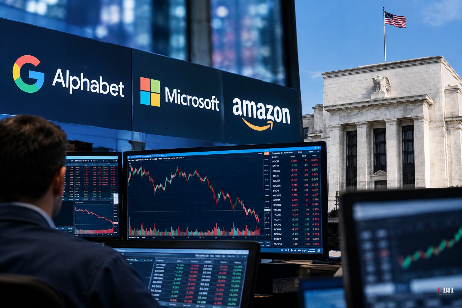Stocks Enter Fed Decision and Big Tech Earnings Week After AI-Spending Selloff