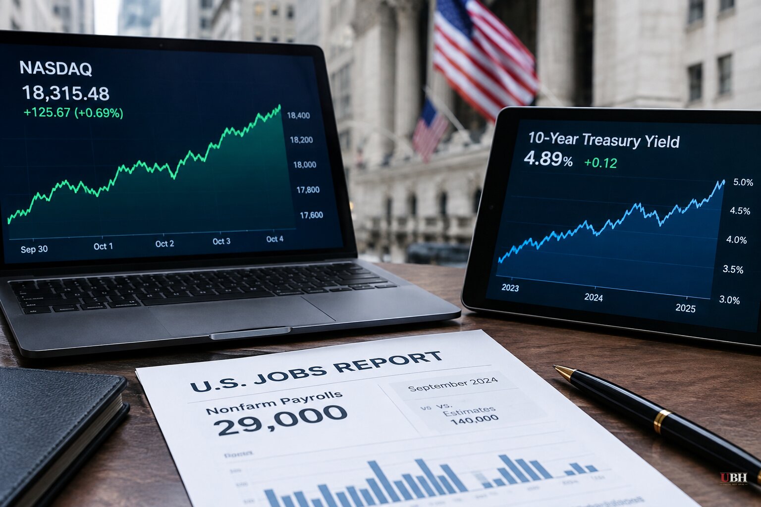 Stocks Sit Near Records as 10-Year Treasury Yield Hits Highest Level Since 2007, September Jobs Growth Falls to Just 29,000