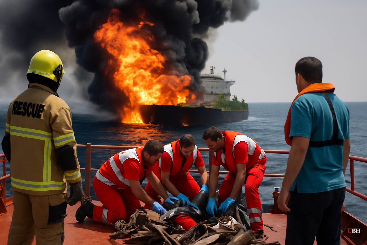 Tanker Set Ablaze After Being Struck by Projectile in the Strait of Hormuz