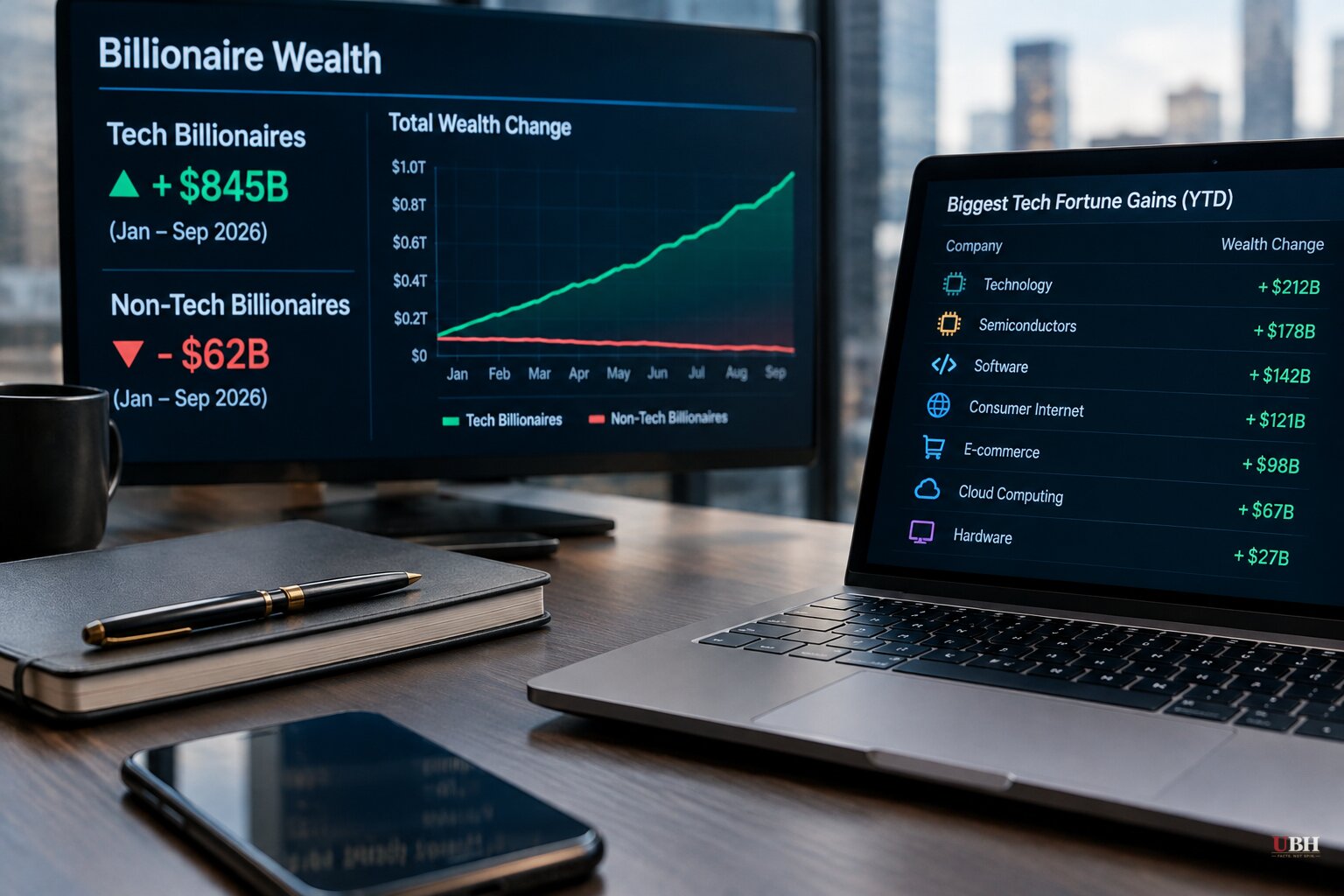 Tech Billionaires Added a Record $845 Billion Through September as Non-Tech Fortunes Fell $62 Billion