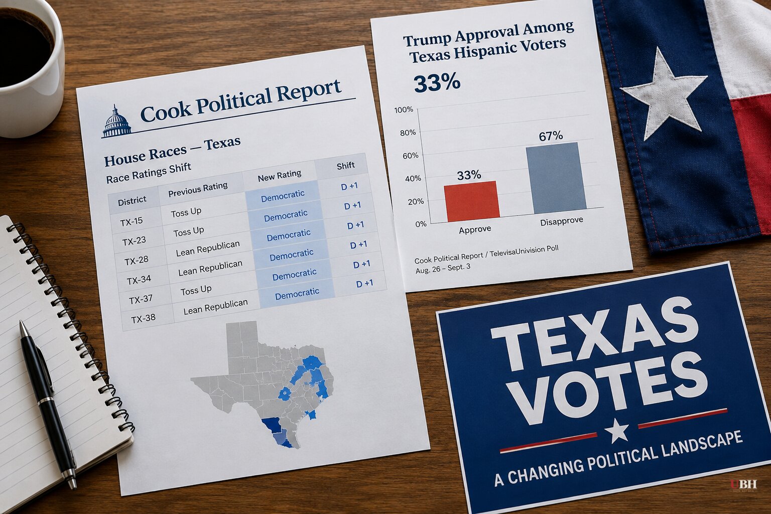 Texas Hispanic Poll Puts Trump Approval at 33%, Cook Political Report Shifts Six House Races Toward Democrats