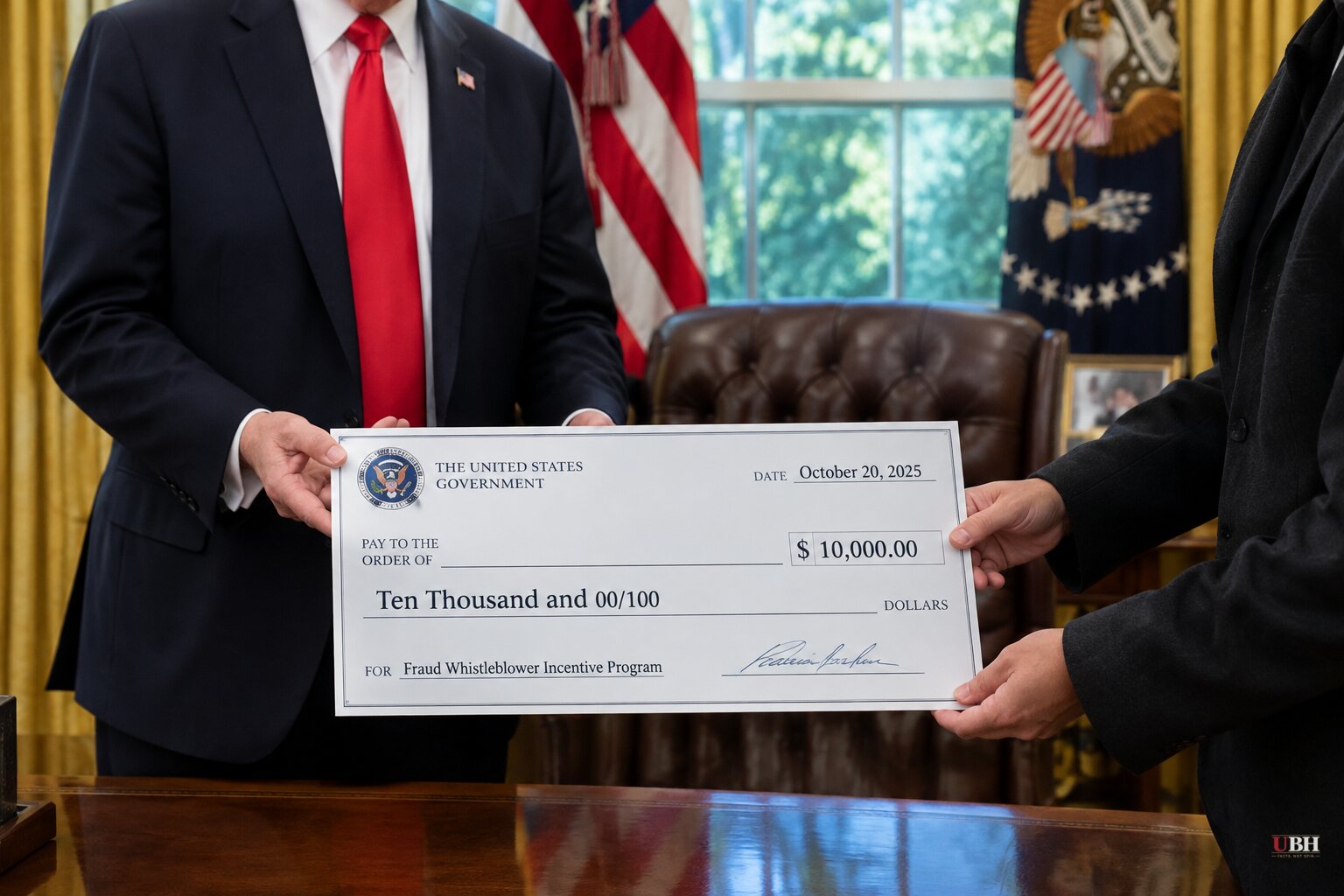 Trump Hands Nick Shirley $10,000 Check, Says He Will Personally Settle Fraud Tip Reward Disputes