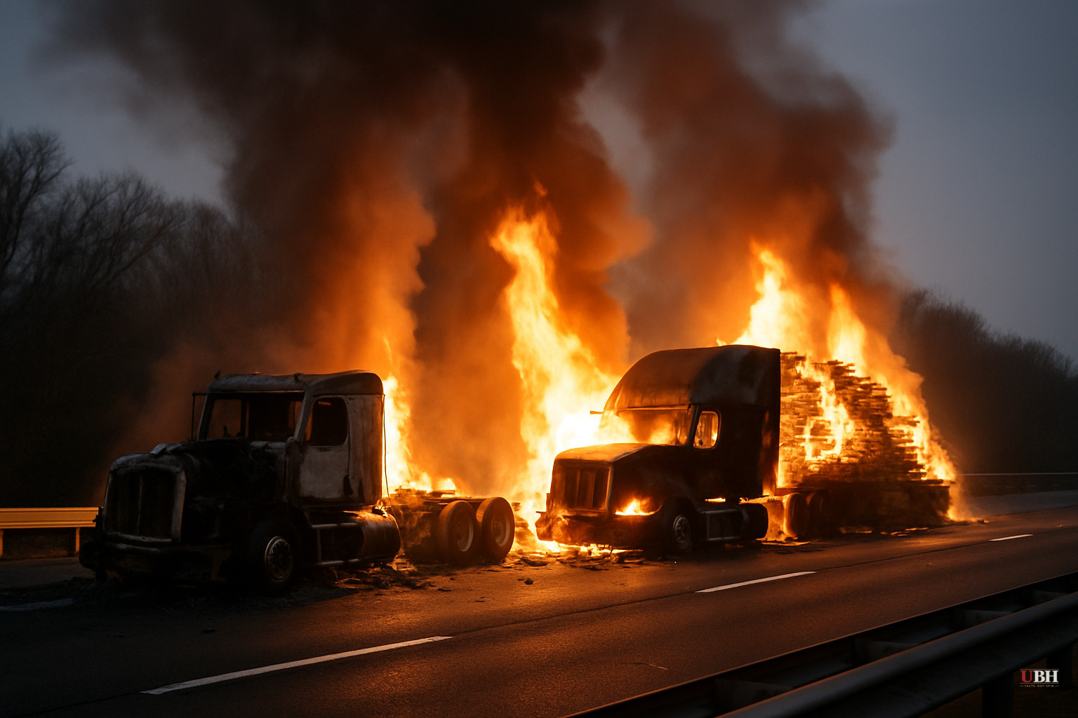 Two Tractor-Trailers Collide and Catch Fire on NJ Turnpike, Shutting Down Northbound Lanes Near Carteret