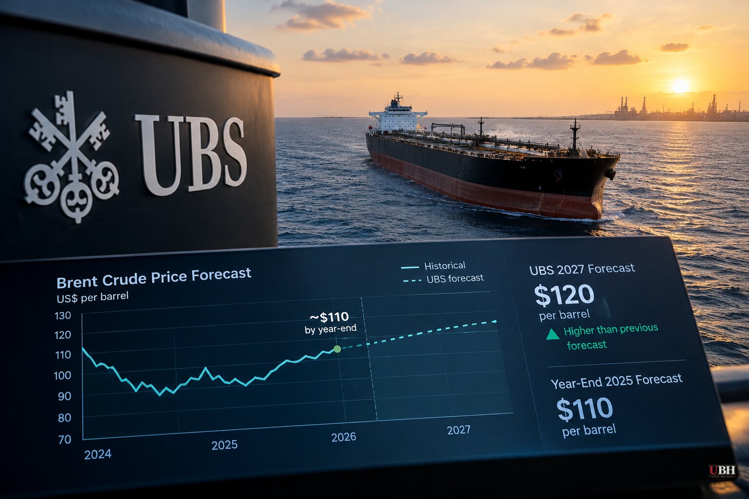 UBS Sees Brent Near $110 at Year-End as Gulf Oil Flows Recover but Shipping Attacks Keep Delivered Crude Costly