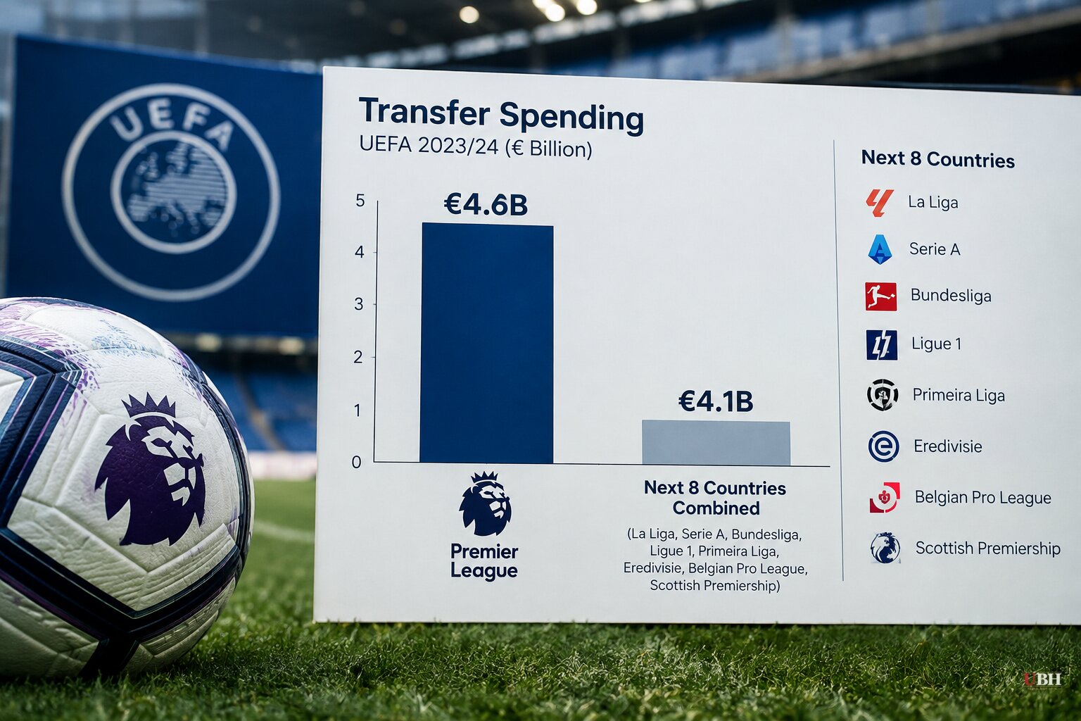 UEFA Report Says Premier League Clubs Spent €4.6 Billion on Transfers, More Than Next Eight Countries Combined