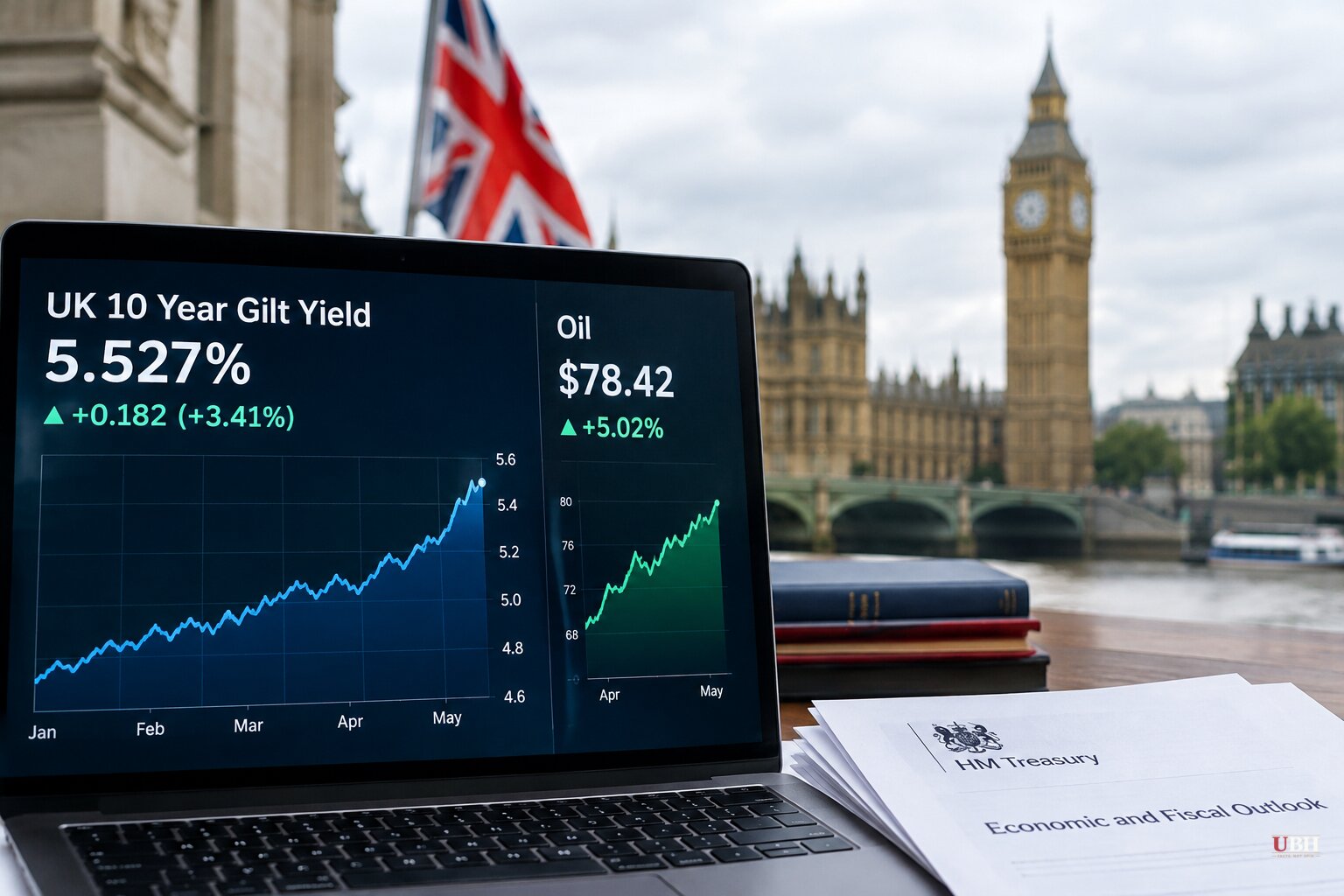 UK 10-Year Gilt Yield Hits 5.5%, Highest Since 2007, as Oil Jumps 5%