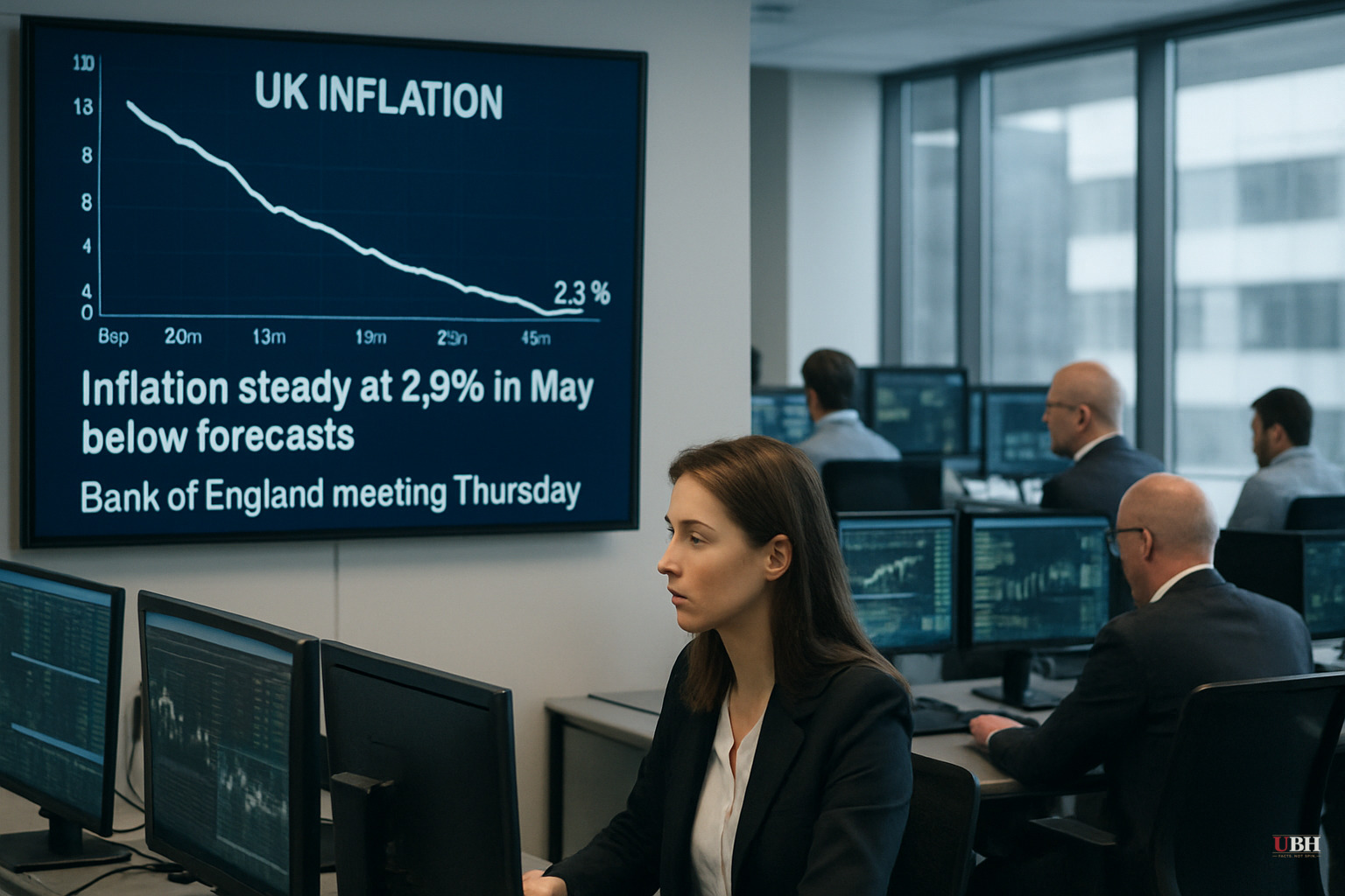 UK Inflation Held Steady at 2.8% in May, Below Forecasts. Bank of England Meets Thursday.
