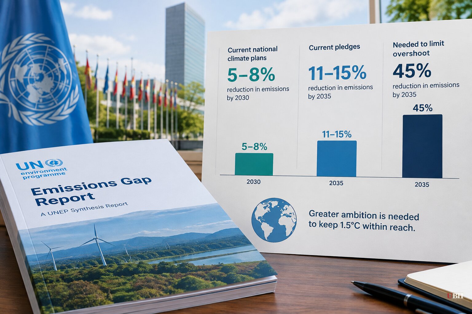 UN Report: Current Pledges Cut Emissions 11-15% by 2035, Versus 45% Needed to Limit Overshoot