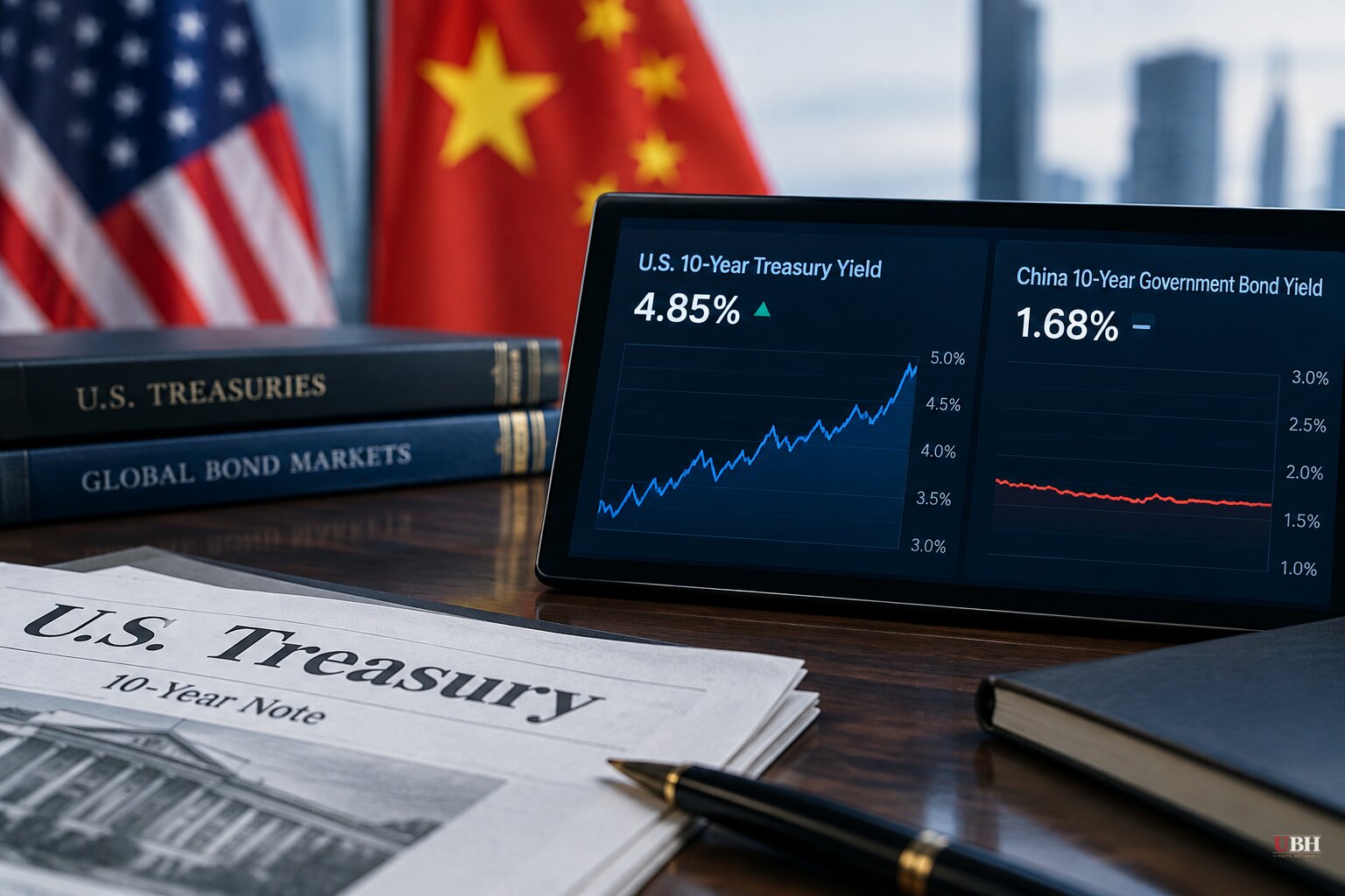 US 10-Year Treasury Yield Hits 4.85%, Pushing China Bond Gap to a Record 317 Basis Points
