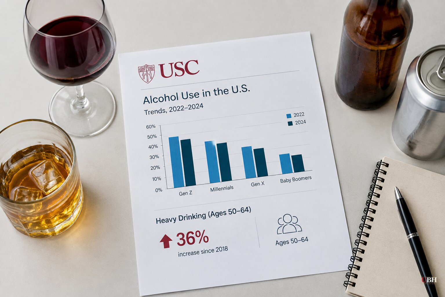 USC Study Finds Alcohol Use Fell in 2024, But Heavy Drinking Among 50-64 Year-Olds Jumped 36% Since 2018