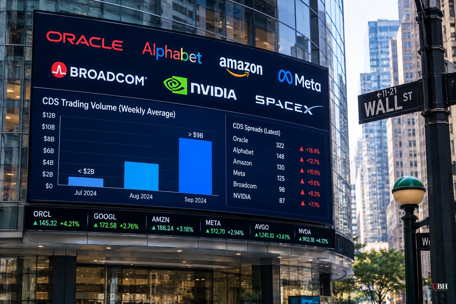 Weekly Trading in Big Tech Default Insurance Tops $9 Billion, Up From Under $2 Billion in July, as Oracle Spread Hits 322